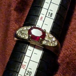 Goldtone and Ruby Gemstone Ring 9